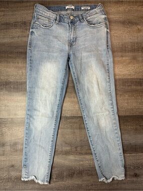 Kensie Light Blue Skinny Cropped Frayed-Hem Denim Jeans Size 4